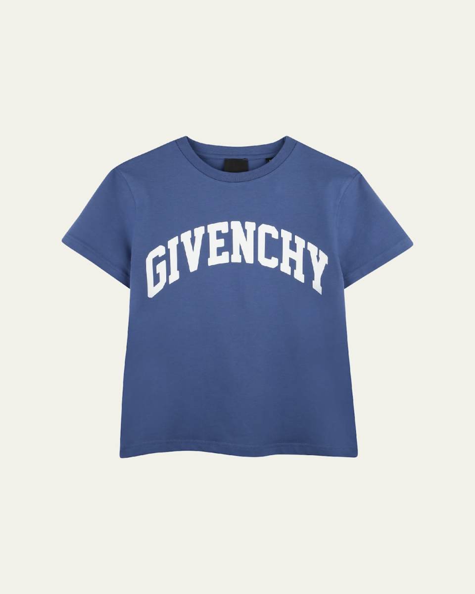 Boy's Curved Logo-Print T-Shirt, Size 4-